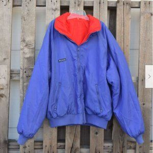 Vintage 90s Columbia Red & Periwinkle Blue Reversible Ski Jacket Bomber Sz XL